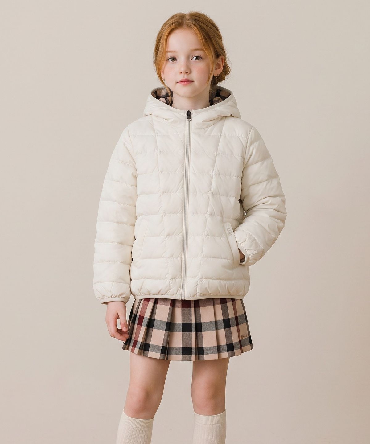 닥스키즈(DAKS KIDS) 후드 경량 덕다운 패딩 (크림) DVJU6D703M_CR