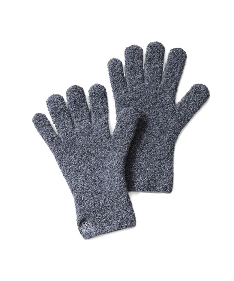 Bless Boucle Knit Rib Finger Gloves Charcoal Gray