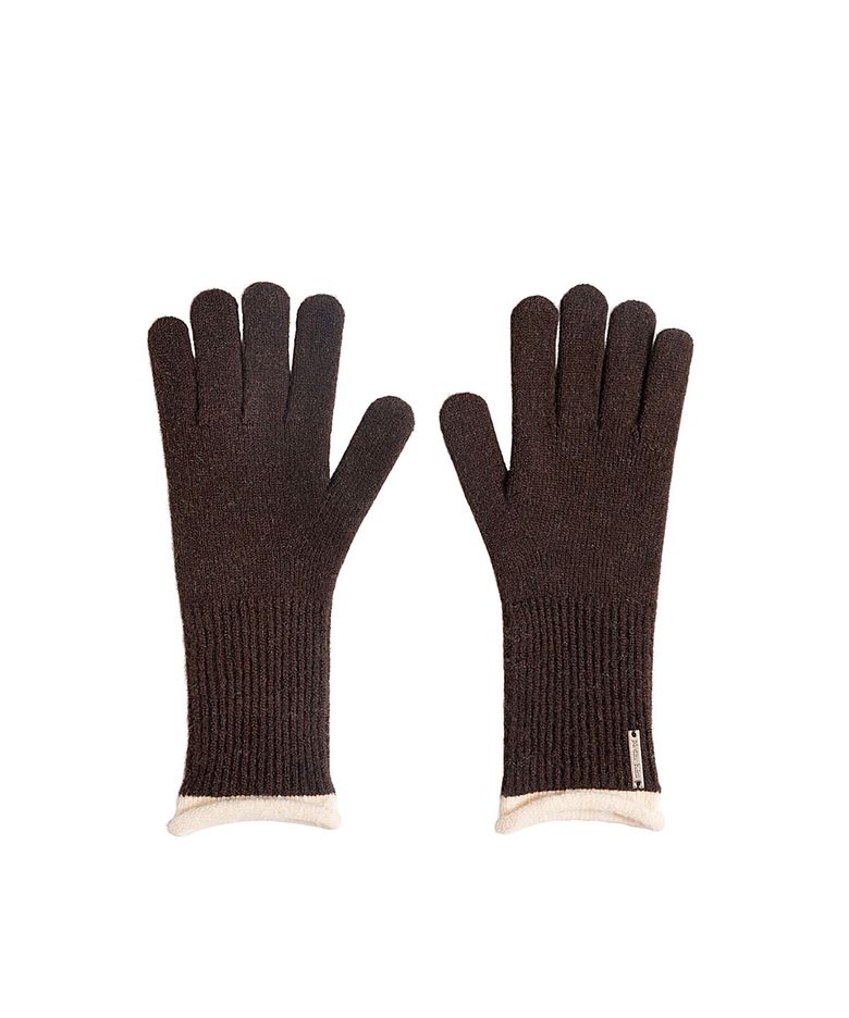 COLOR-BLOCK CUFF GLOVES FOR WOMEN IN BROWN