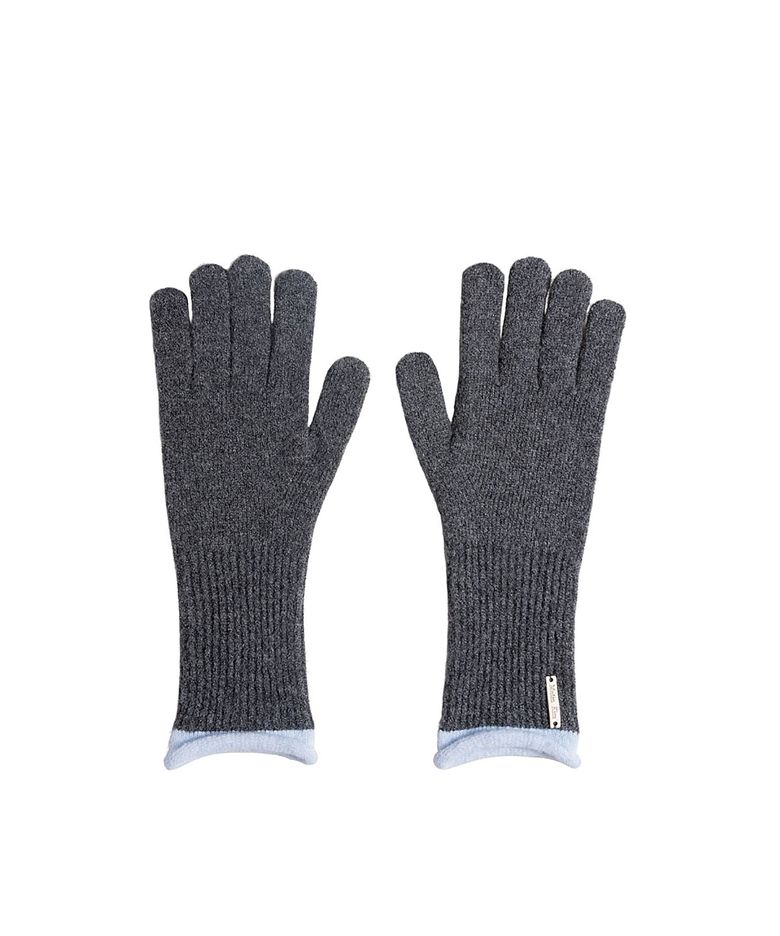 COLOR-BLOCK CUFF GLOVES FOR WOMEN IN GREY