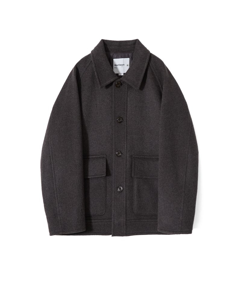 Maple Raglan Wool Short Coat Spain Olive