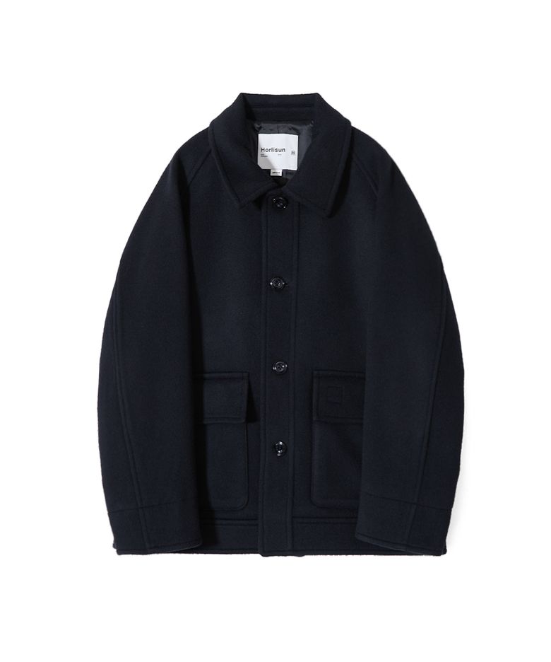 Maple Raglan Wool Short Coat Dark Navy
