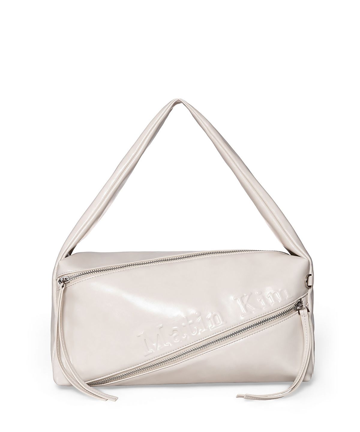 마뗑킴(MATIN KIM) PADDED DIAGONAL ZIPPER BAG IN IVORY