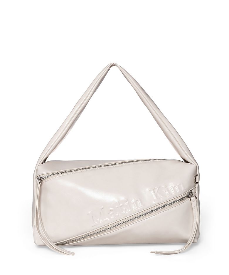PADDED DIAGONAL ZIPPER BAG IN IVORY