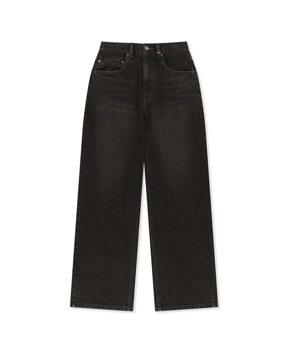 마뗑킴(MATIN KIM) WASHED RIB DENIM PANTS IN DARK GREY