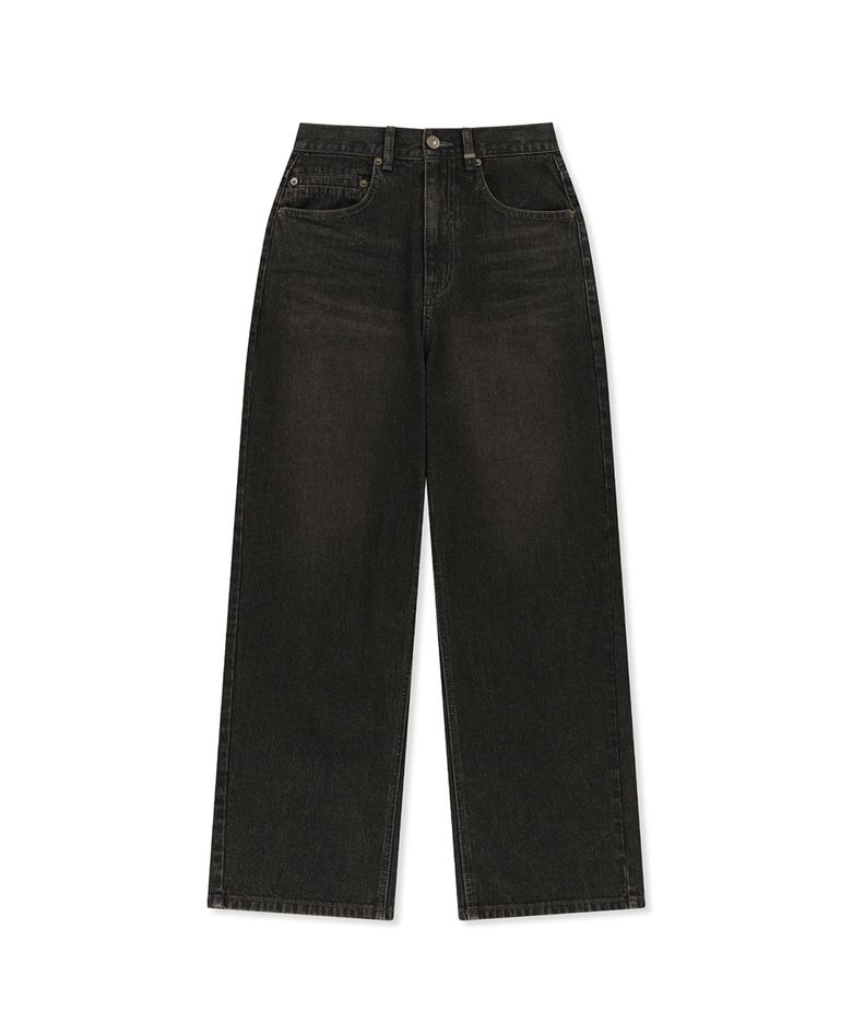 WASHED RIB DENIM PANTS IN DARK GREY