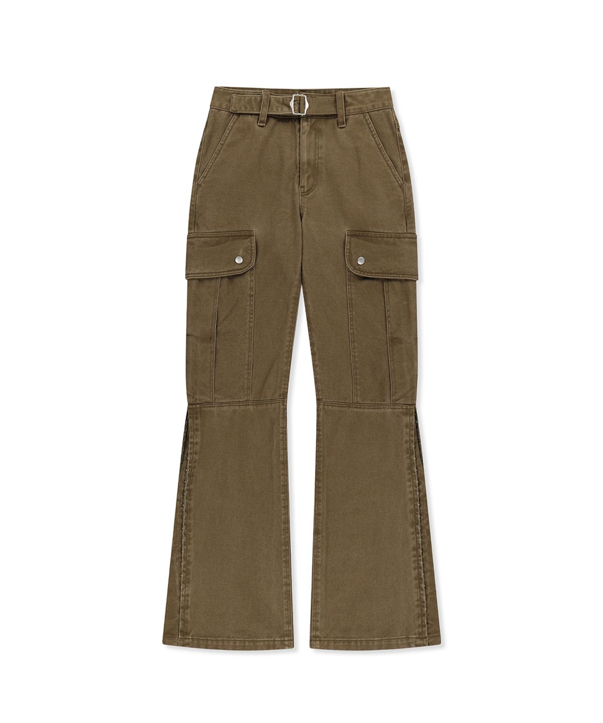 마뗑킴(MATIN KIM) MULTI HOOK BOOTCUT CARGO PANTS IN KHAKI