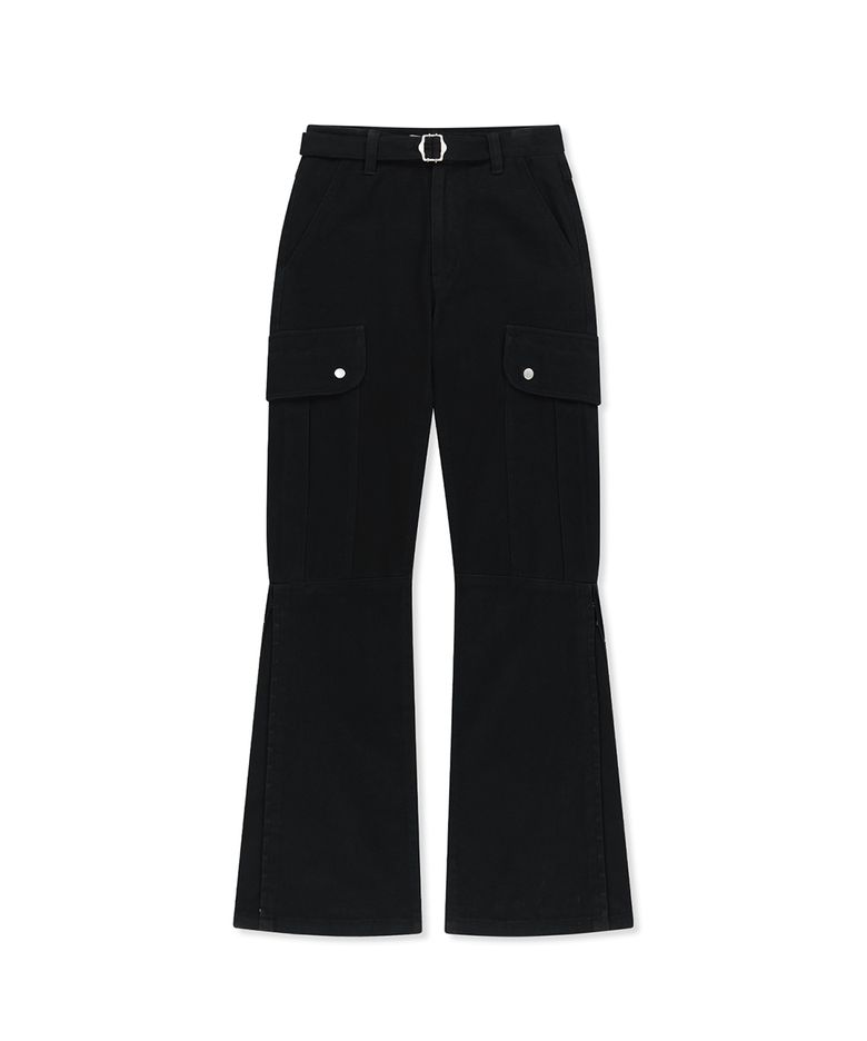 MULTI HOOK BOOTCUT CARGO PANTS IN BLACK