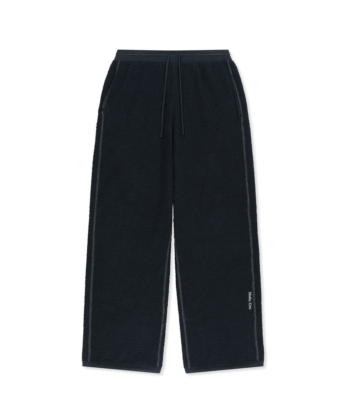마뗑킴(MATIN KIM) BOUCLE TEXTURE KNIT PANTS IN DARK NAVY