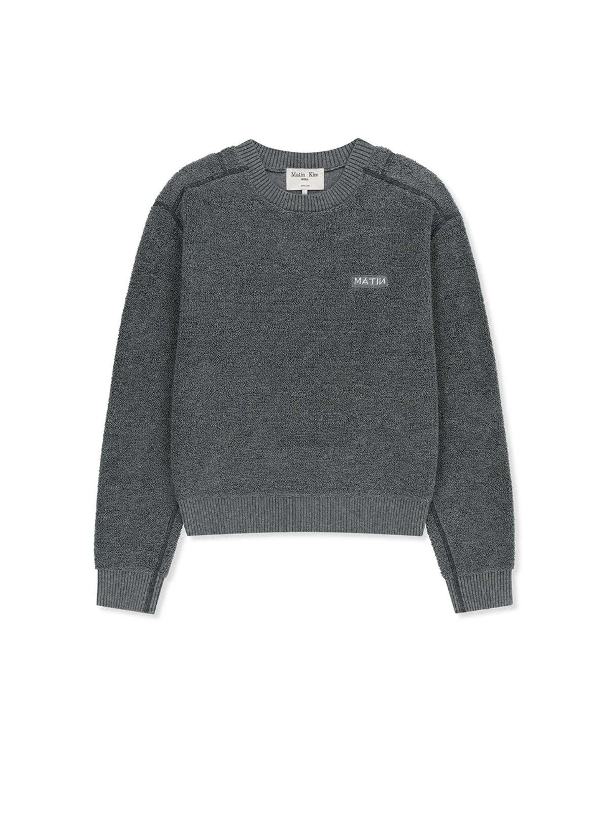 마뗑킴(MATIN KIM) BOUCLE TEXTURE KNIT PULLOVER IN GREY
