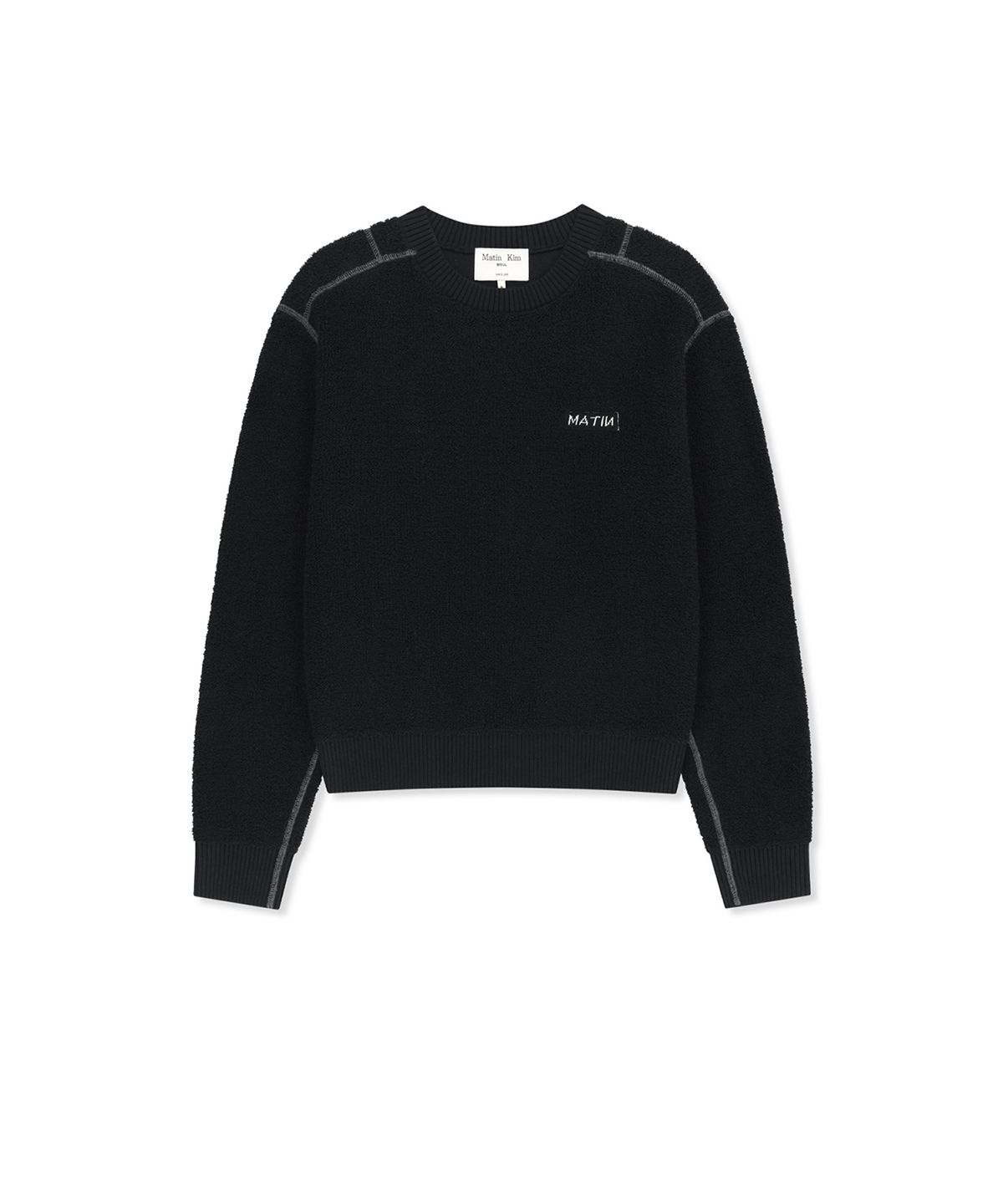 마뗑킴(MATIN KIM) BOUCLE TEXTURE KNIT PULLOVER IN BLACK