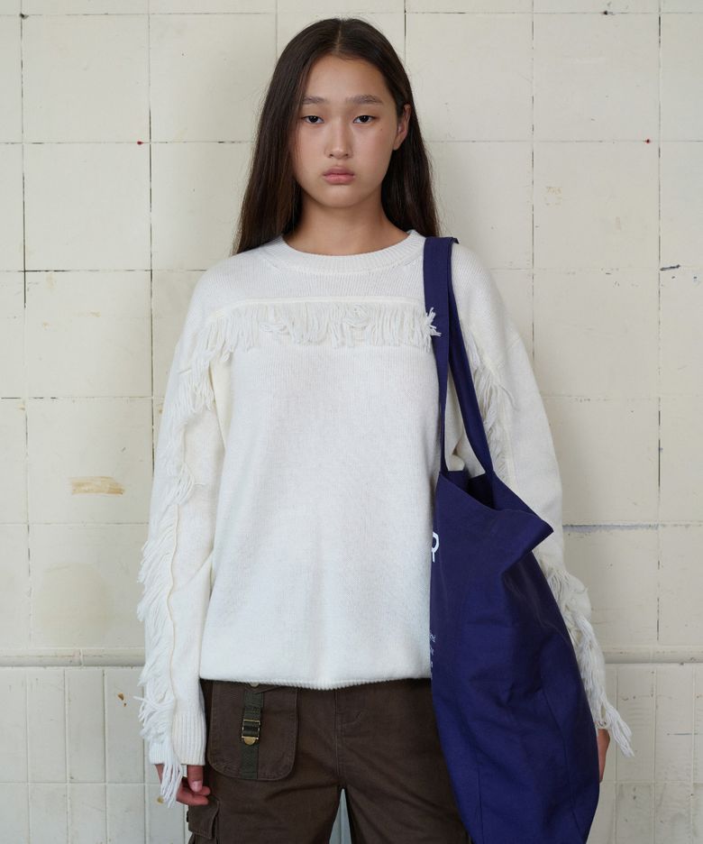 TASSEL PULLOVER KNIT IVORY