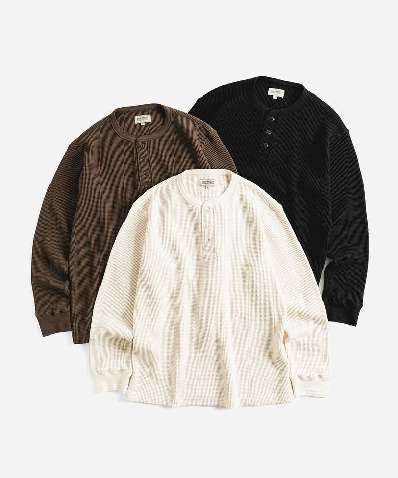 W26 HEAVY WAFFLE HENLEY L/S TEE (3 color)