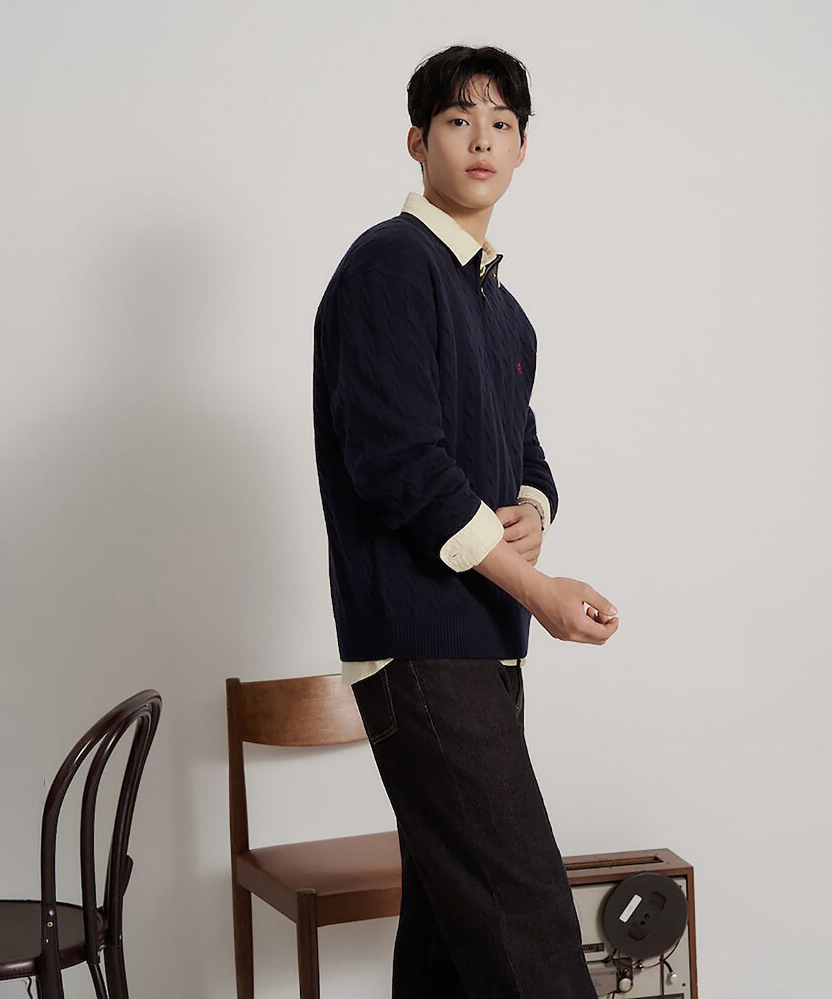 빈폴 멘(BEANPOLE MEN) [Essential] 케이블 쿼터집 니트  네이비