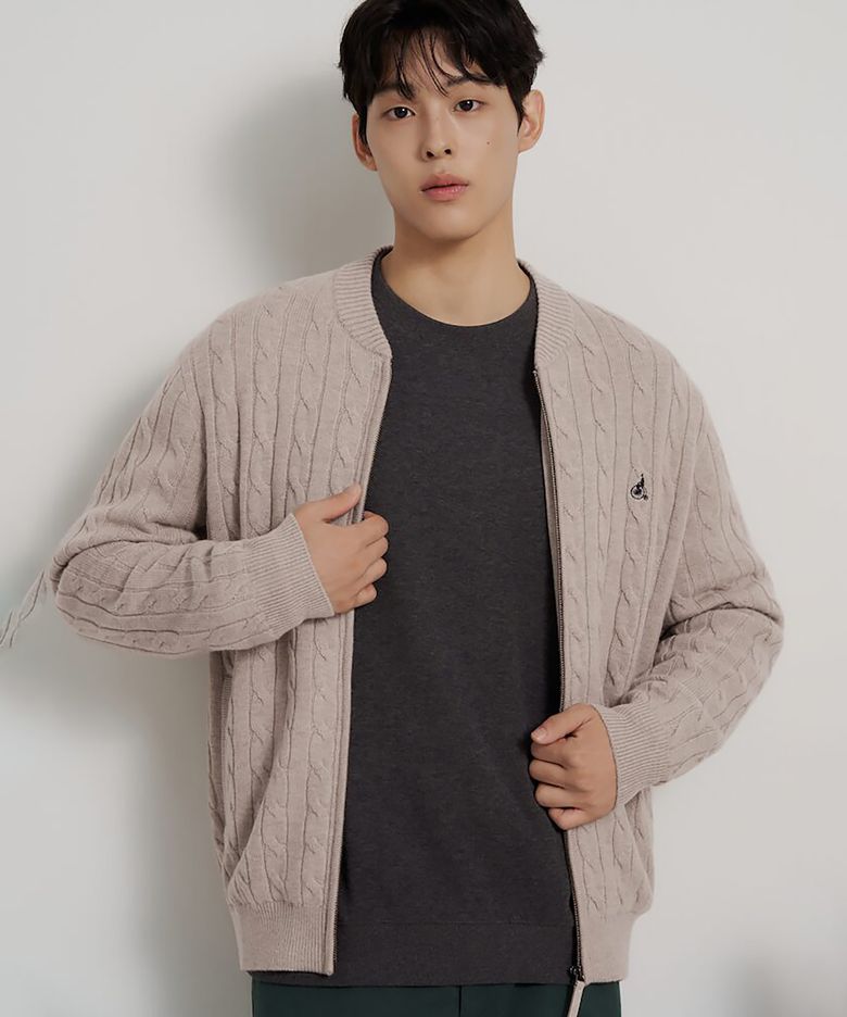 [Essential] 케이블 집업 카디건  베이지