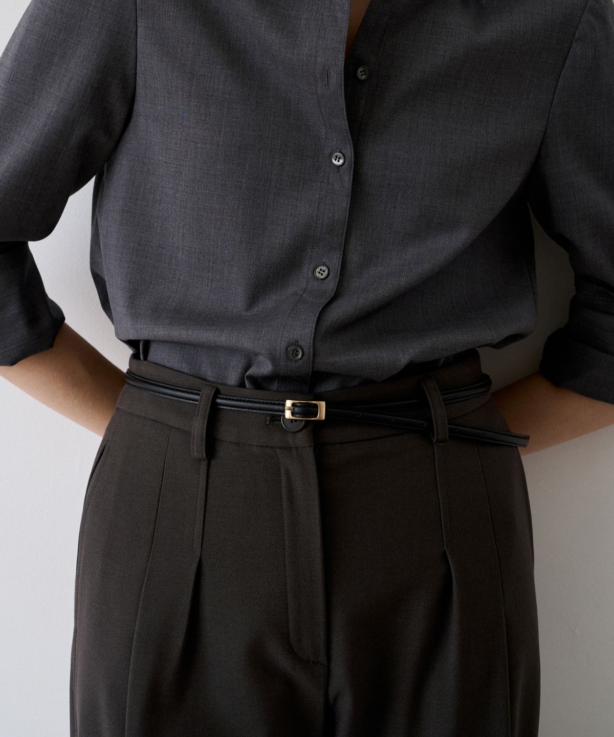 이보크에라(EVOKEERA) Oblong Slim Leather Belt(Black)