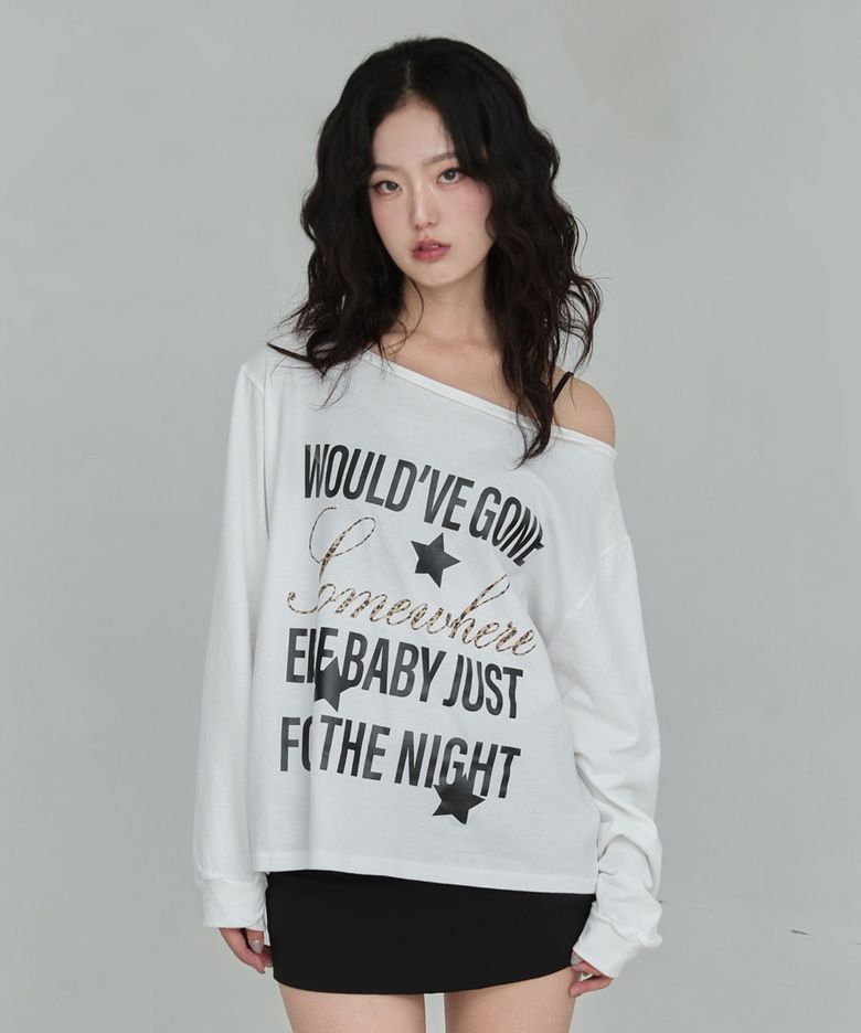 Eyelet One Shoulder Long Sleeve (white)