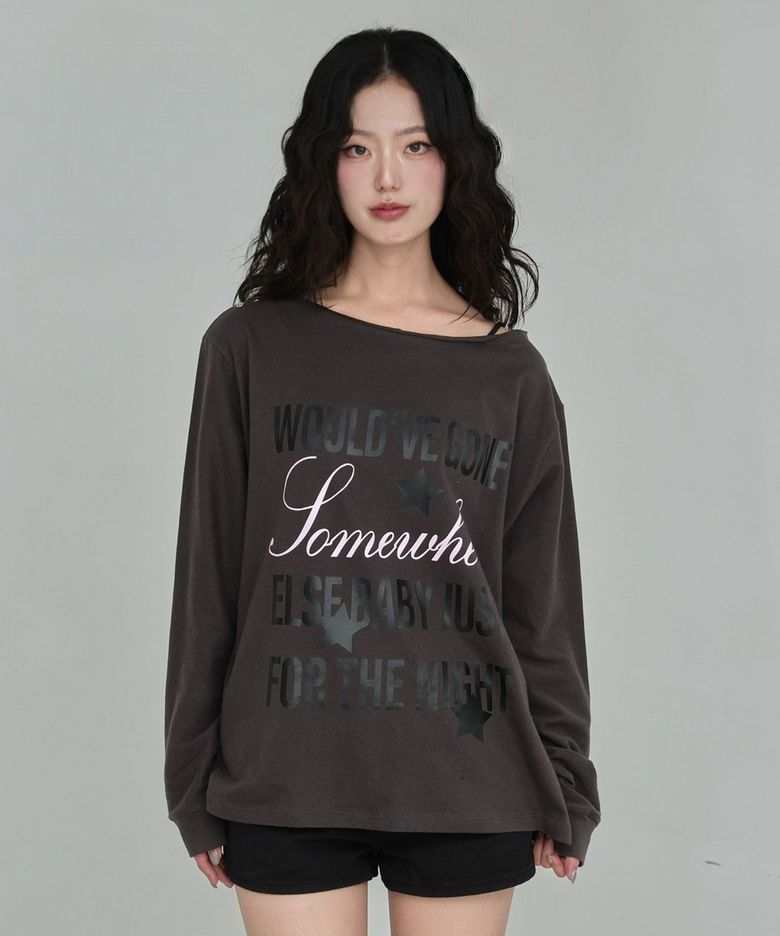 Eyelet One Shoulder Long Sleeve (charcoal)