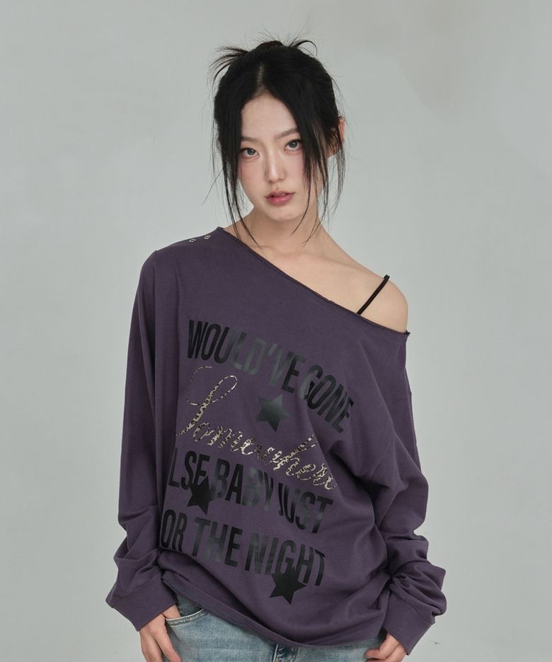 Eyelet One Shoulder Long Sleeve (purple)