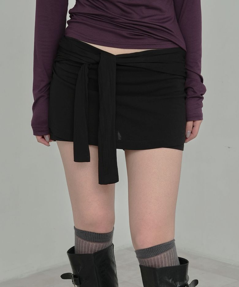 Layered Tie Wrap Skirt (black)