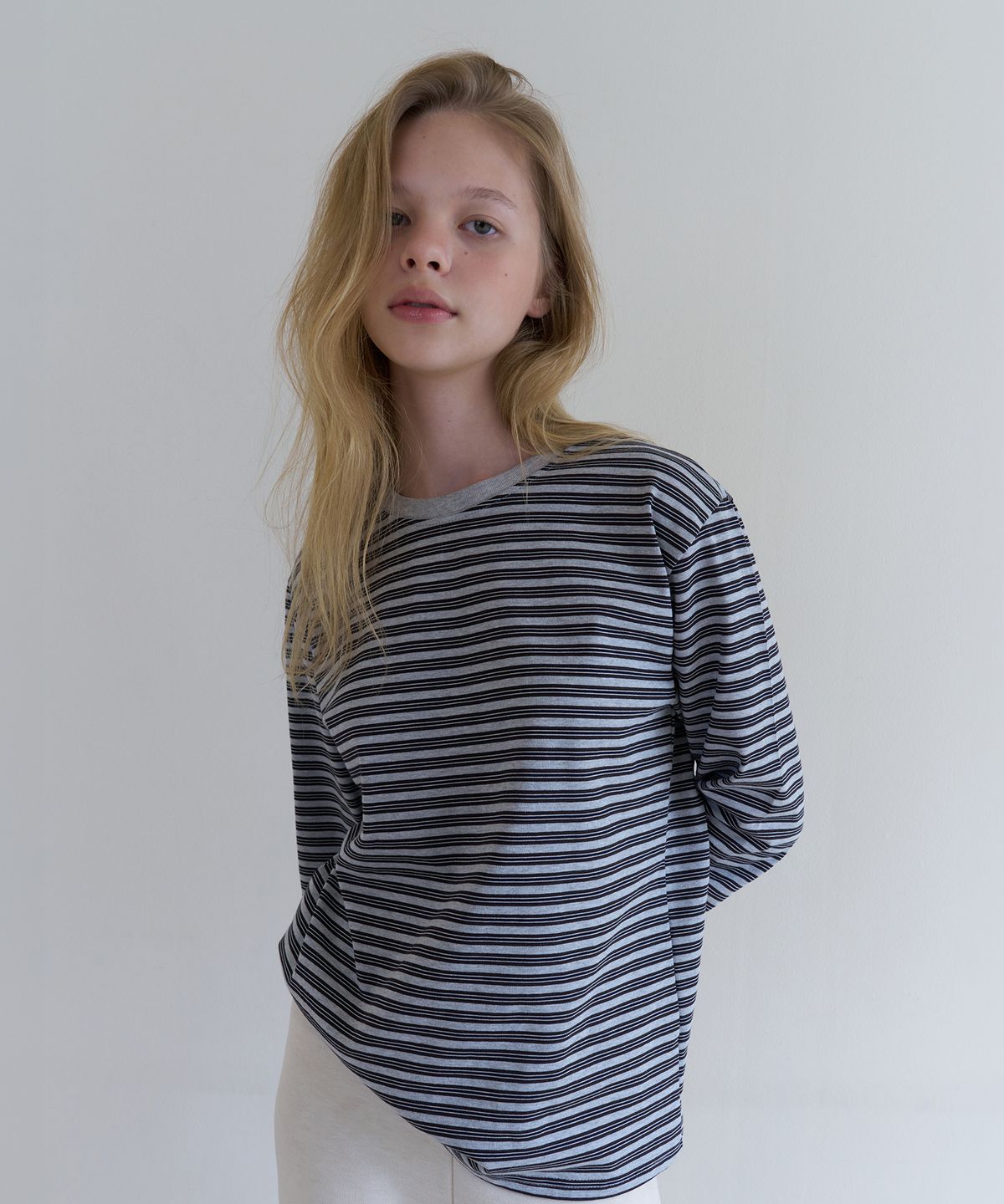 톤드(TONED) Pippin stripe t-shirt (grey)
