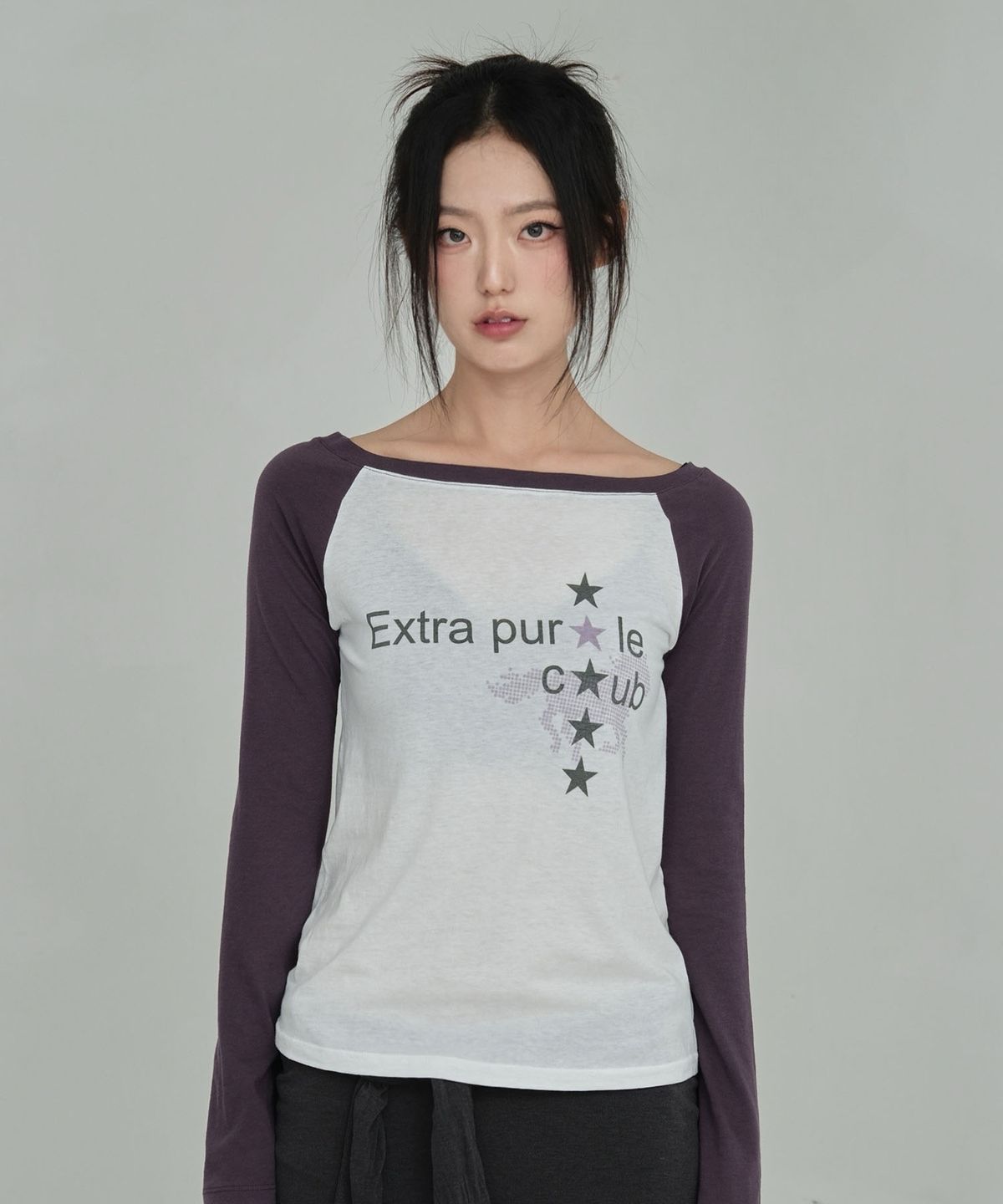오드민(ODDMIN) Pixel Horse Raglan Tee (purple)