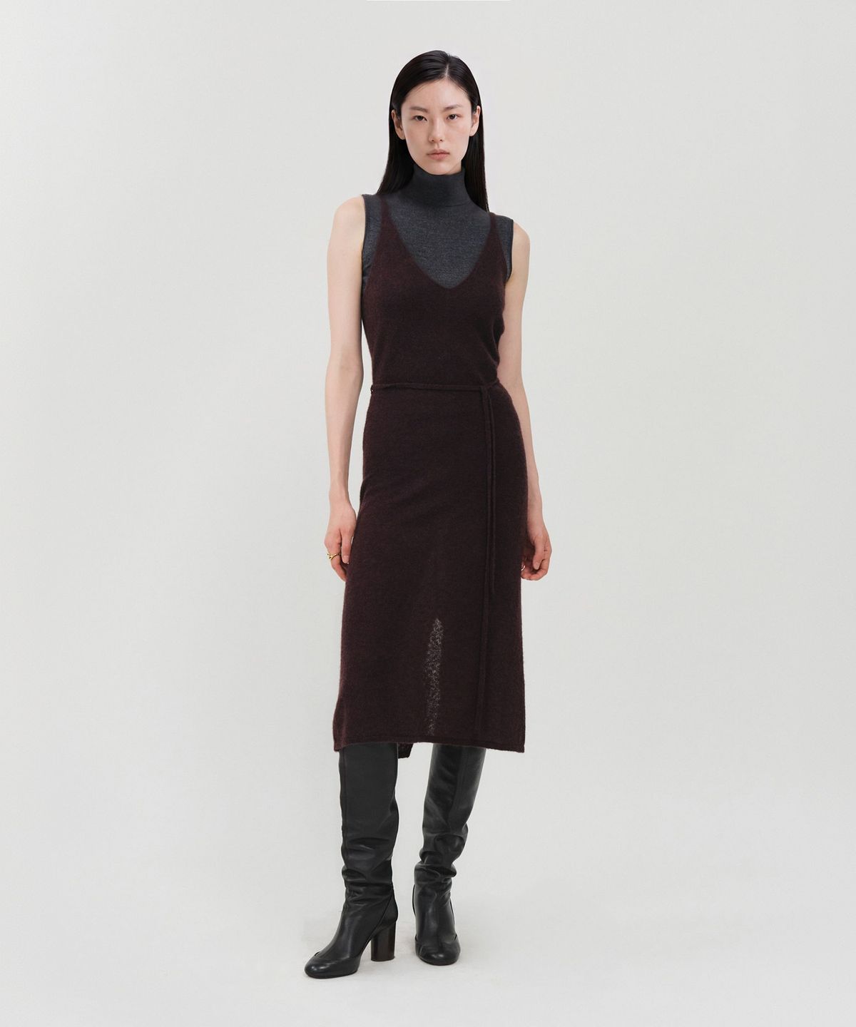 룩캐스트(LOOKAST) 모헤어 레이어드 니트 드레스_퍼플 / MOHAIR LAYERED KNIT DRESS_PURPLE