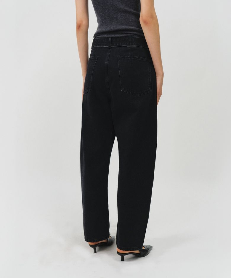 코튼 트위스티드 벨티드 팬츠_블랙 / COTTON TWISTED BELTED PANTS_BLACK