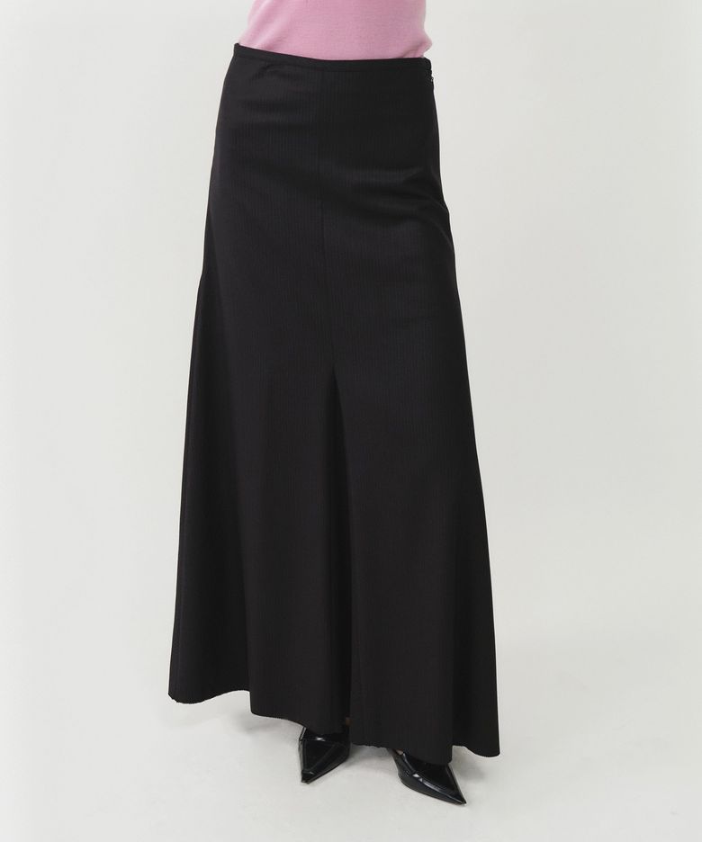 스트라이프 플레어 롱 스커트_블랙 / STRIPE FLARE LONG SKIRT_BLACK