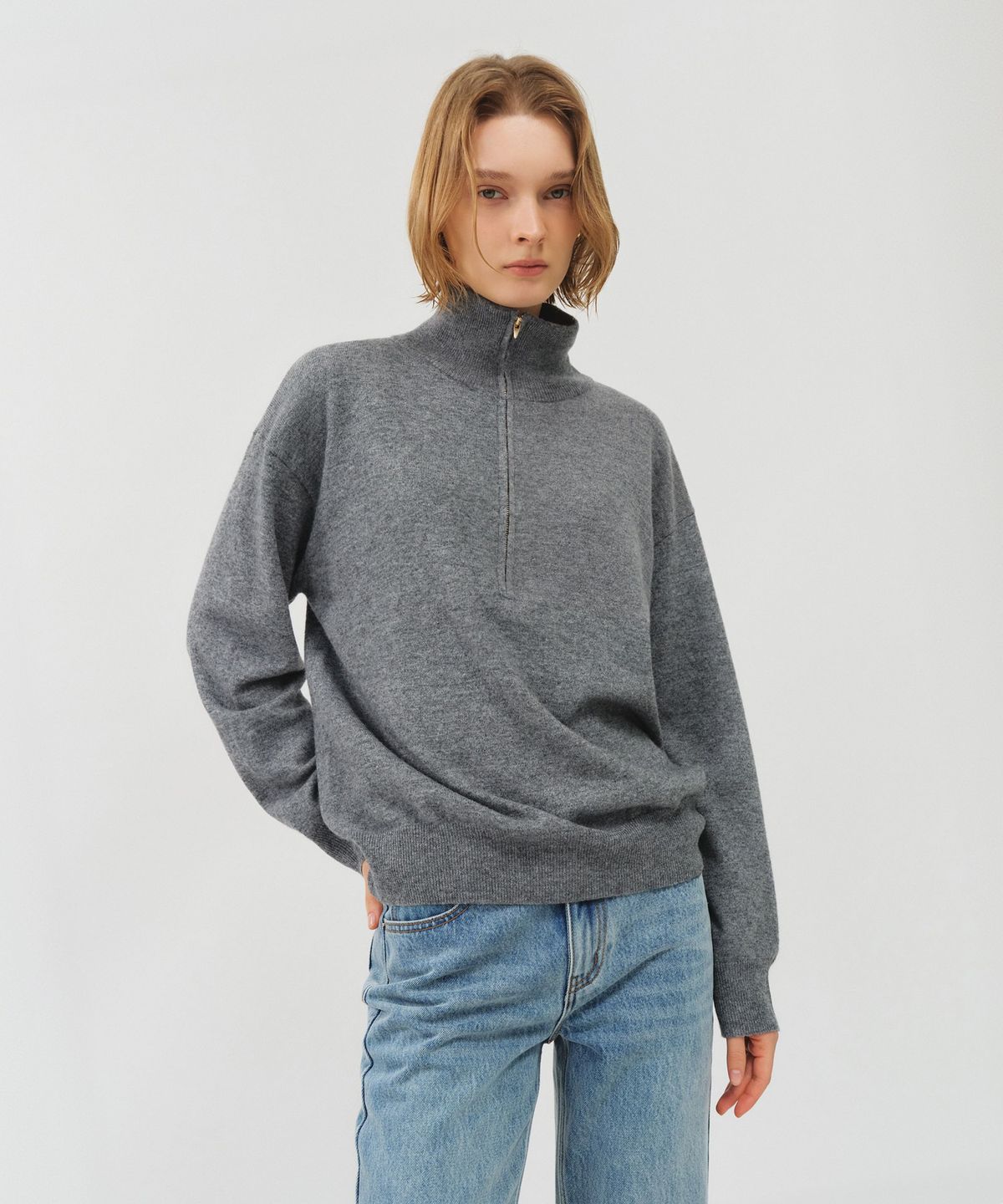 룩캐스트(LOOKAST) 캐시미어 울 하프 집업 니트 / CASHMERE WOOL HALF ZIP UP KNIT_3colors