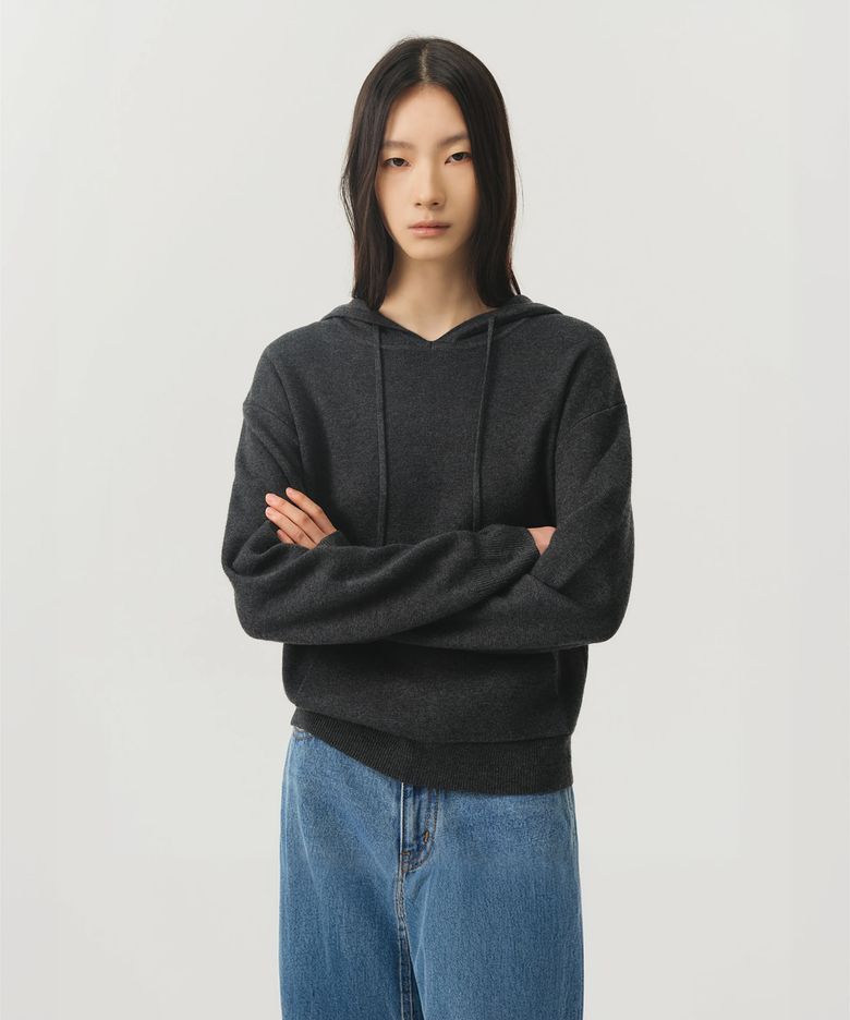 울 이지 후디 니트_차콜 그레이 / WOOL EASY HOODIE KNIT_CHARCOAL GREY