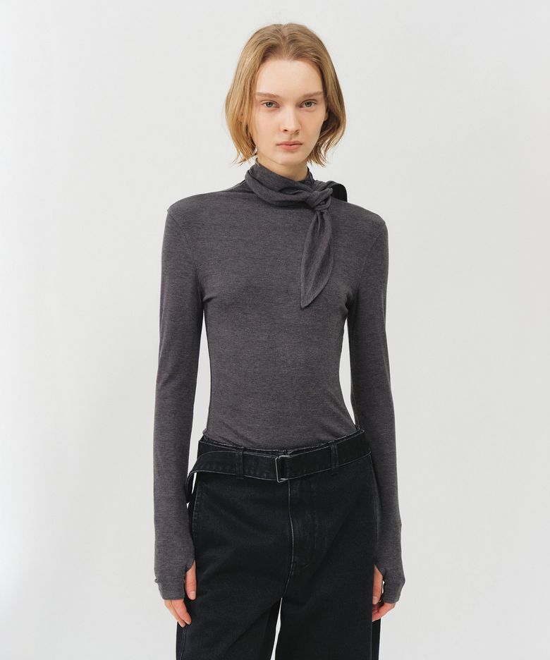 울 하이넥 타이 티셔츠 / WOOL HIGH NECK TIE T-SHIRT_2colors