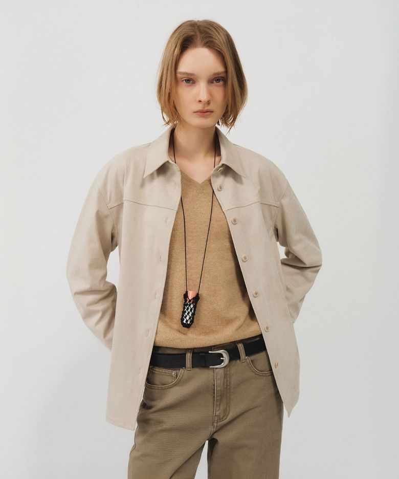 스웨이드 오버핏 셔츠_라이트 베이지 / SUEDE OVERFIT SHIRT_LIGHT BEIGE