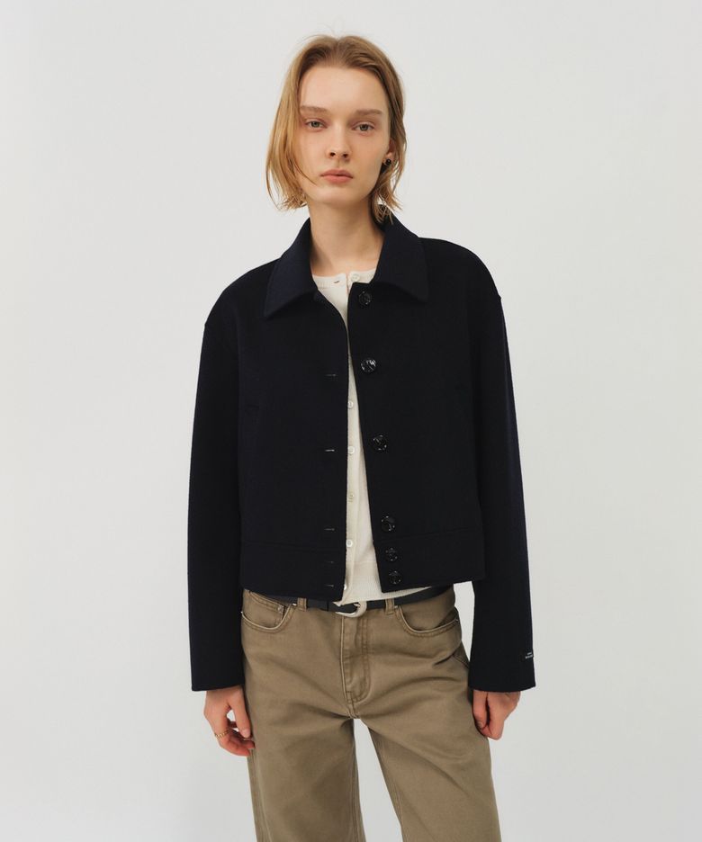 울 핸드메이드 블루종 재킷_네이비 / WOOL HANDMADE BLOUSON JACKET_NAVY