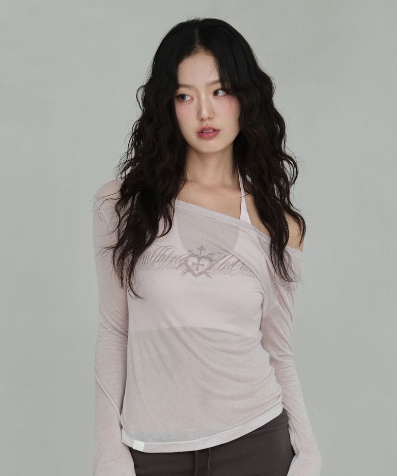 Sheer Lettering T-Shirt (pink)