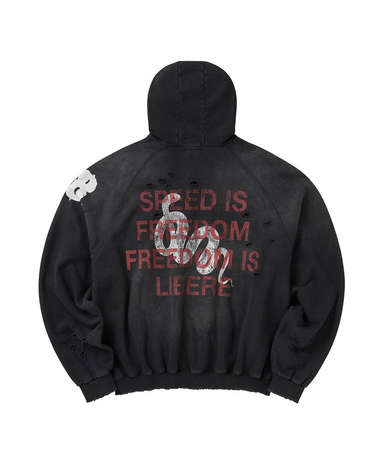 DOUBLE EIGHT SNAKE ZIP HOODIE / BLACK