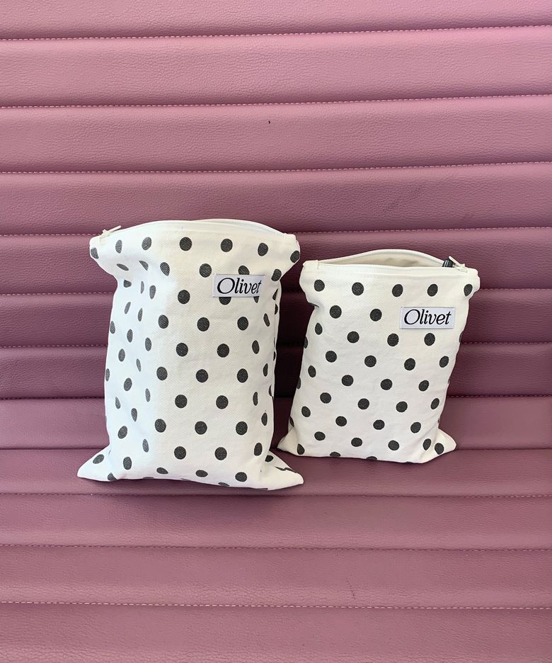 dot zipper pouch (2 size, white) 지퍼 파우치
