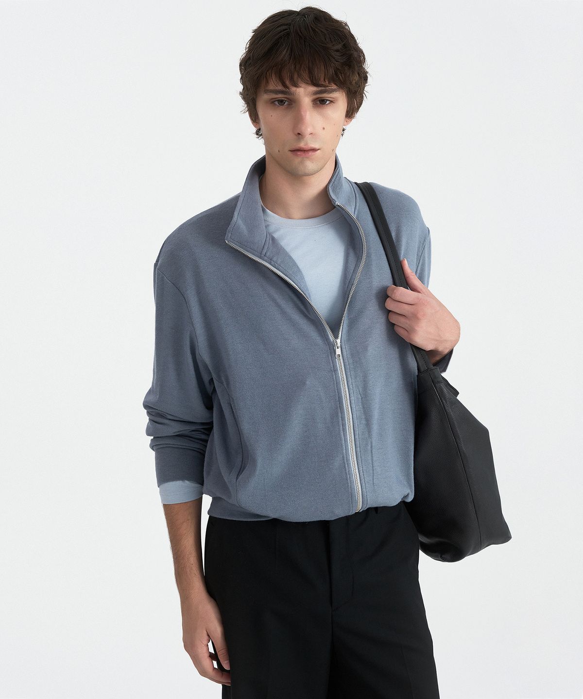 윈더(WINDER) WOOL JERSEY TRACK JACKET - DUSTY BLUE