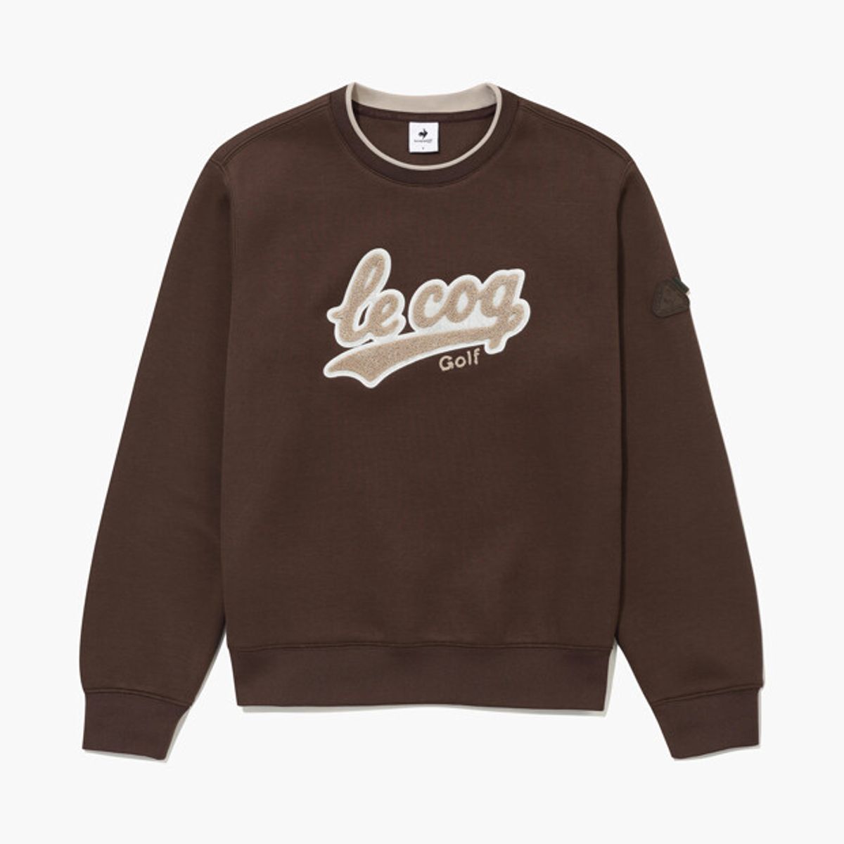 르꼬끄 골프(LECOQ GOLF) 공용 커브드 로고 스웨트 셔츠 _BROW GR321MRL92