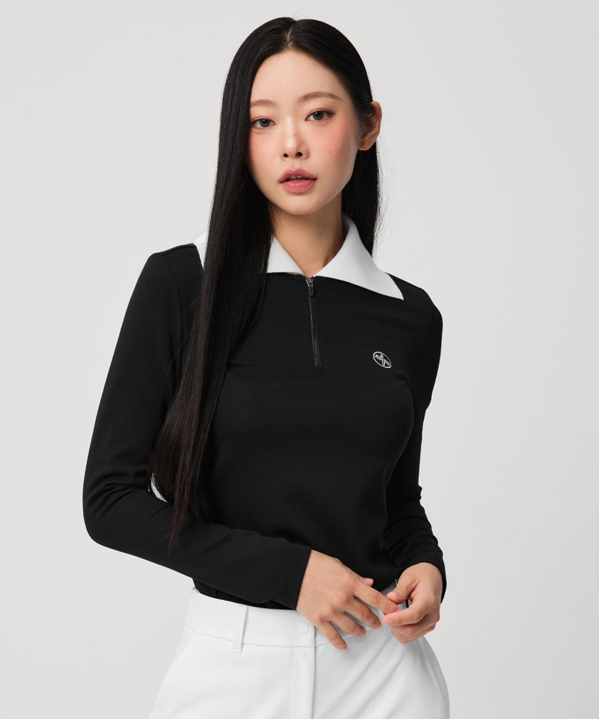 젝시믹스(XEXYMIX) 와플 피치 배색카라 하프집업 XFL3QL1202