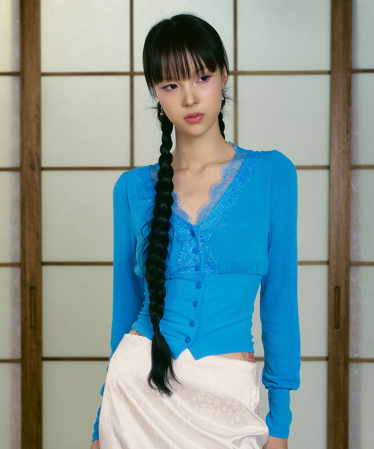 드라이로즈(DRYROSE) 어텀 레이스 가디건 (블루)