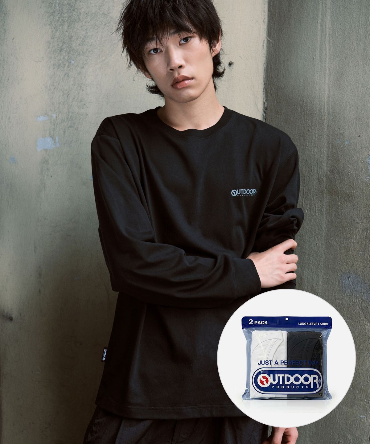 아웃도어 프로덕츠(OUTDOOR PRODUCTS) 스탠다드 로고 롱 슬리브 투팩 (믹스)