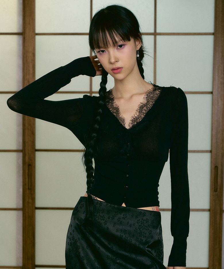 어텀 레이스 가디건 (블랙)