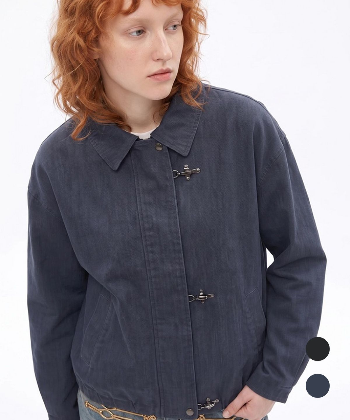 버튼서울(BUTTON SEOUL) 빈티지 워시드 메탈 토글 블루종 (2 COLOR)