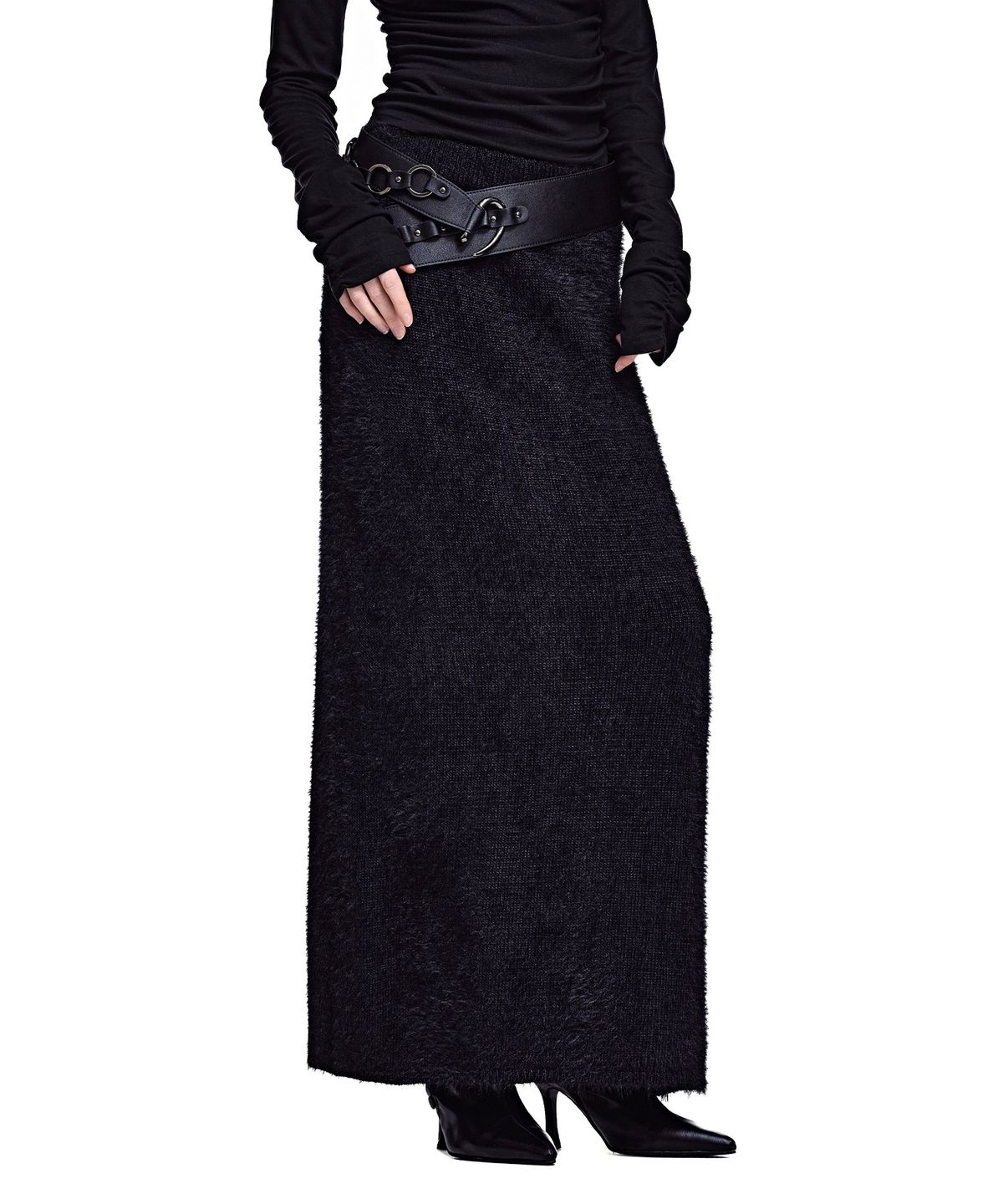 세컨모놀로그(SECONDMONO) Hairy Maxi Skirt [BLACK]_SEWSK008BLACK