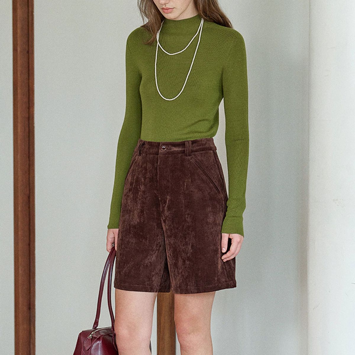 심플레트로(SIMPLE RETRO) SR_Corduroy straight short pants