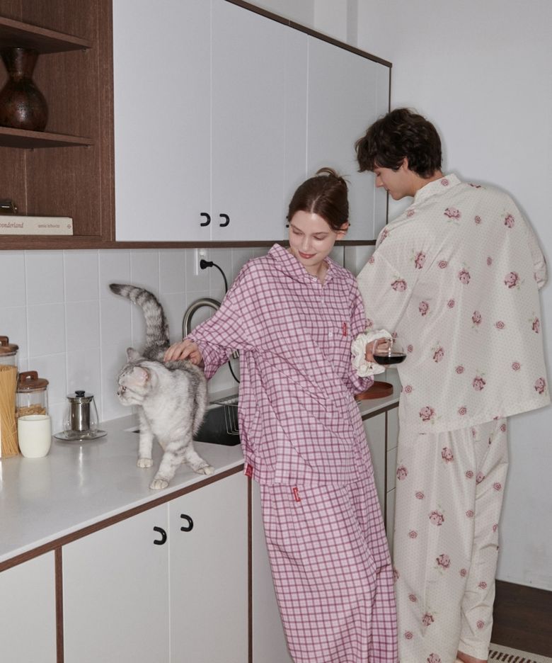 Furless pajamas 퍼리스 긴팔파자마 - 도트&체크 (4Color 4Size)