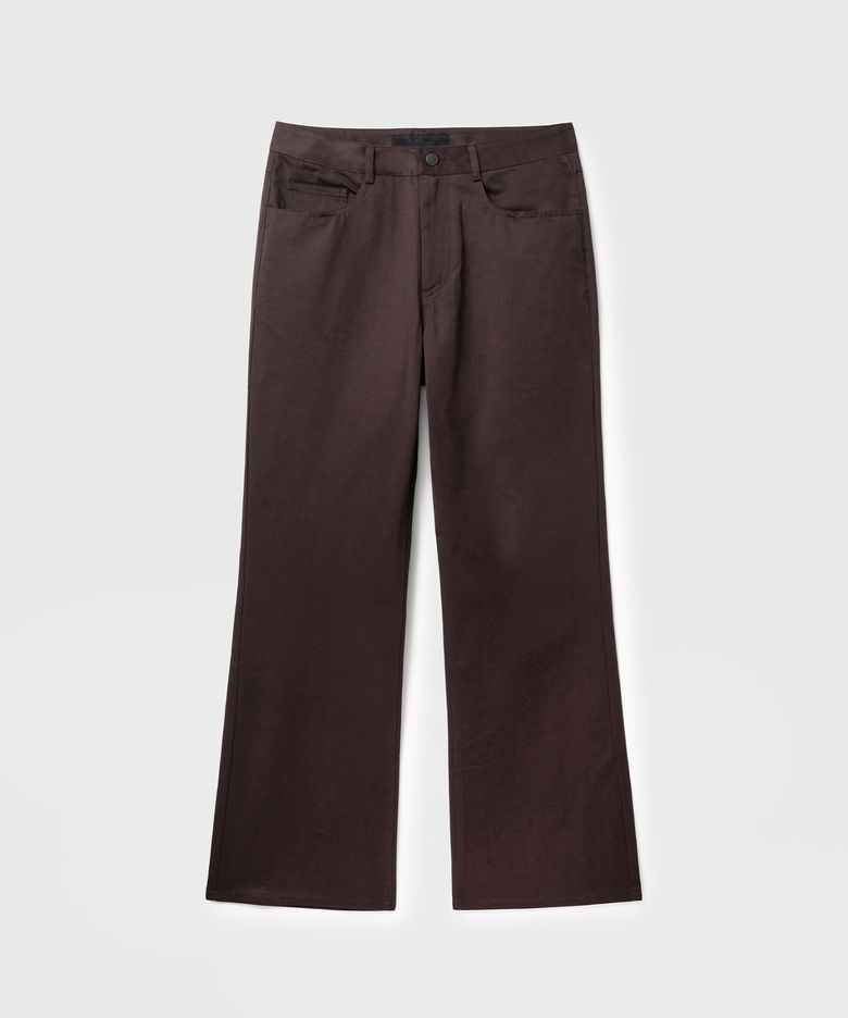 LUCA FINE COTTON FLARE PANTS (BROWN)