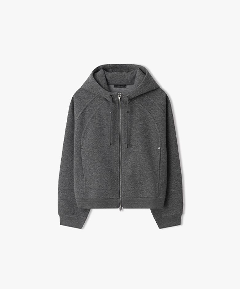 [26FW][WOMEN] LMW41860 다크그레이 울블렌드 니트 후드 집업