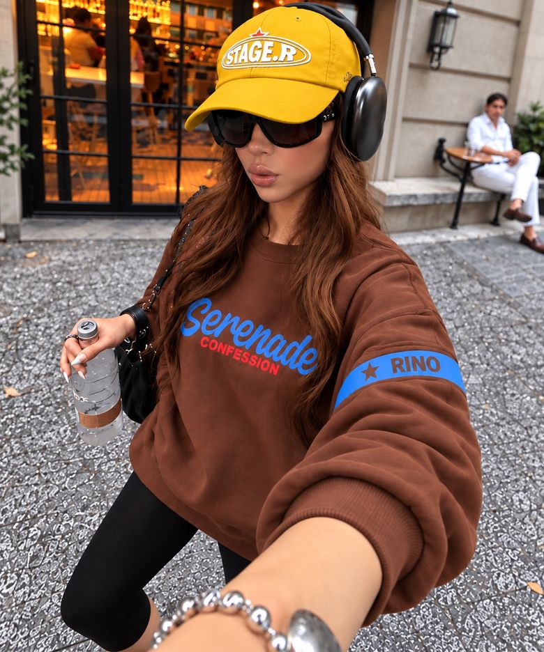 다이아리노 워싱 맨투맨 남녀공용 [브라운]